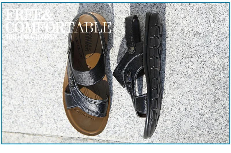 2019 летняя обувь для мужчин пляжные сандалии на плоской подошве мягкая кожа модные s сандалии из коровьей кожи мужская KA657