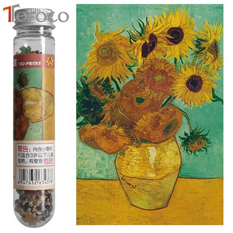 

TOFOCO New Test Tube Pack 150 Pieces Mini Puzzle Paper Famous Painting Old Master Puzzles For Children Audlt Anti-Stress Toys