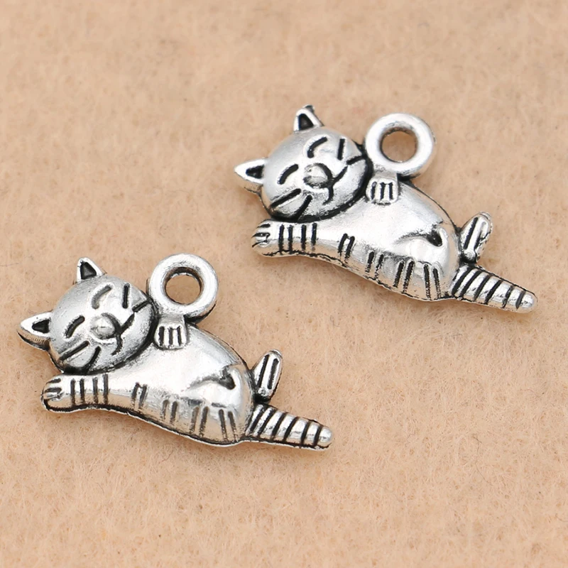 

20pcs Tibetan Silver Plated Sleep Cat Charms Pendants Jewelry Accessories Diy Jewelry Findings 20x11mm