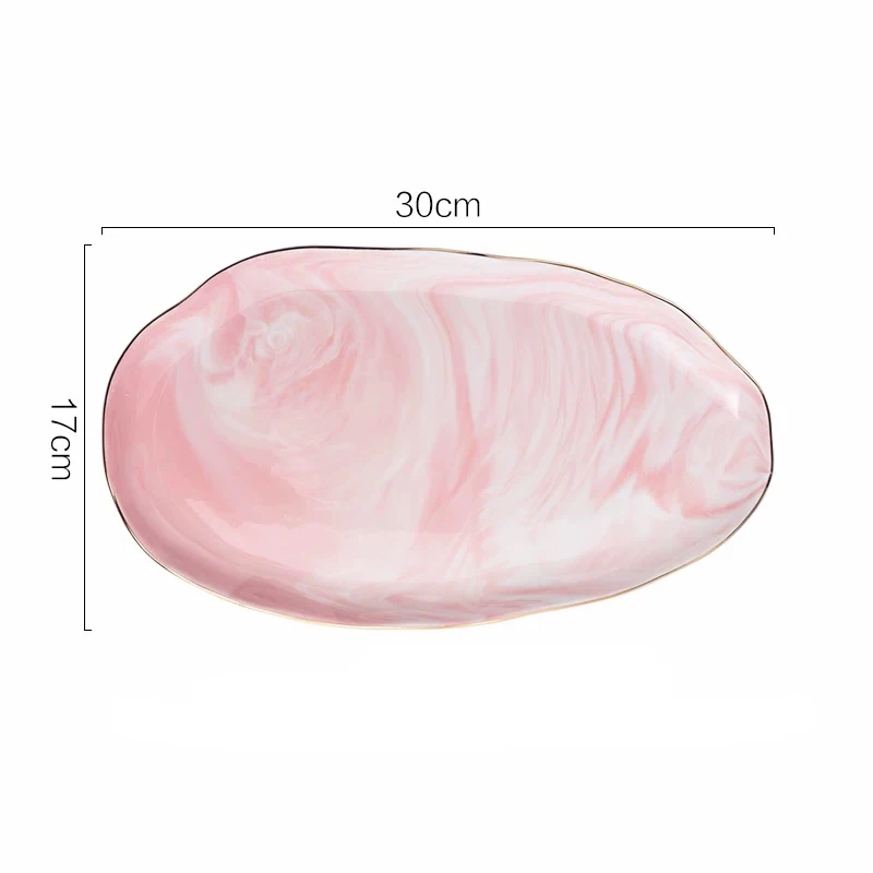 Скандинавские мраморные гофрированные керамические конфеты фарфоровая тарелка десертная Фруктовая тарелка лоток для хранения ювелирных изделий Ожерелье Кольцо Серьги Дисплей лоток - Цвет: Pink-D