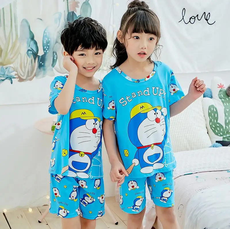 Новинка года, пижамы для девочек детские летние комплекты одежды для девочек Детские хлопковые тонкие рубашки домашняя одежда с короткими рукавами - Цвет: model 6