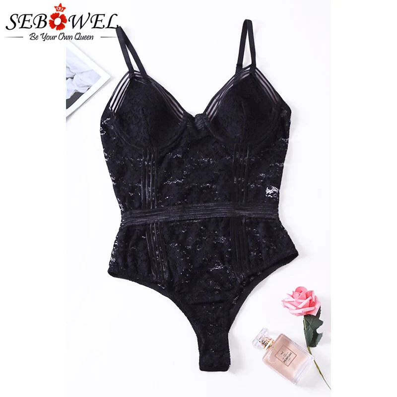 Black-Floral-Lace-Bustier-Bodysuit-LC32169-2-10 