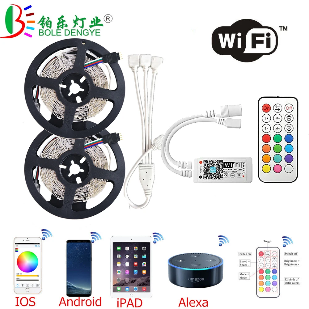 СВЕТОДИОДНАЯ лента SMD 5050 rgb 5 м 10N 15 Wi Fi неводонепроницаемая Светодиодная 12 В + 30