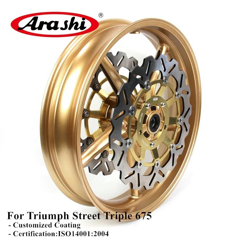 

Arashi 1 Set For TRIUMPH Street Triple 675 2007-2012 Front Wheel Rim Front Brake Disc Rotors Set 07 2008 2009 2010 2011 12 Gold