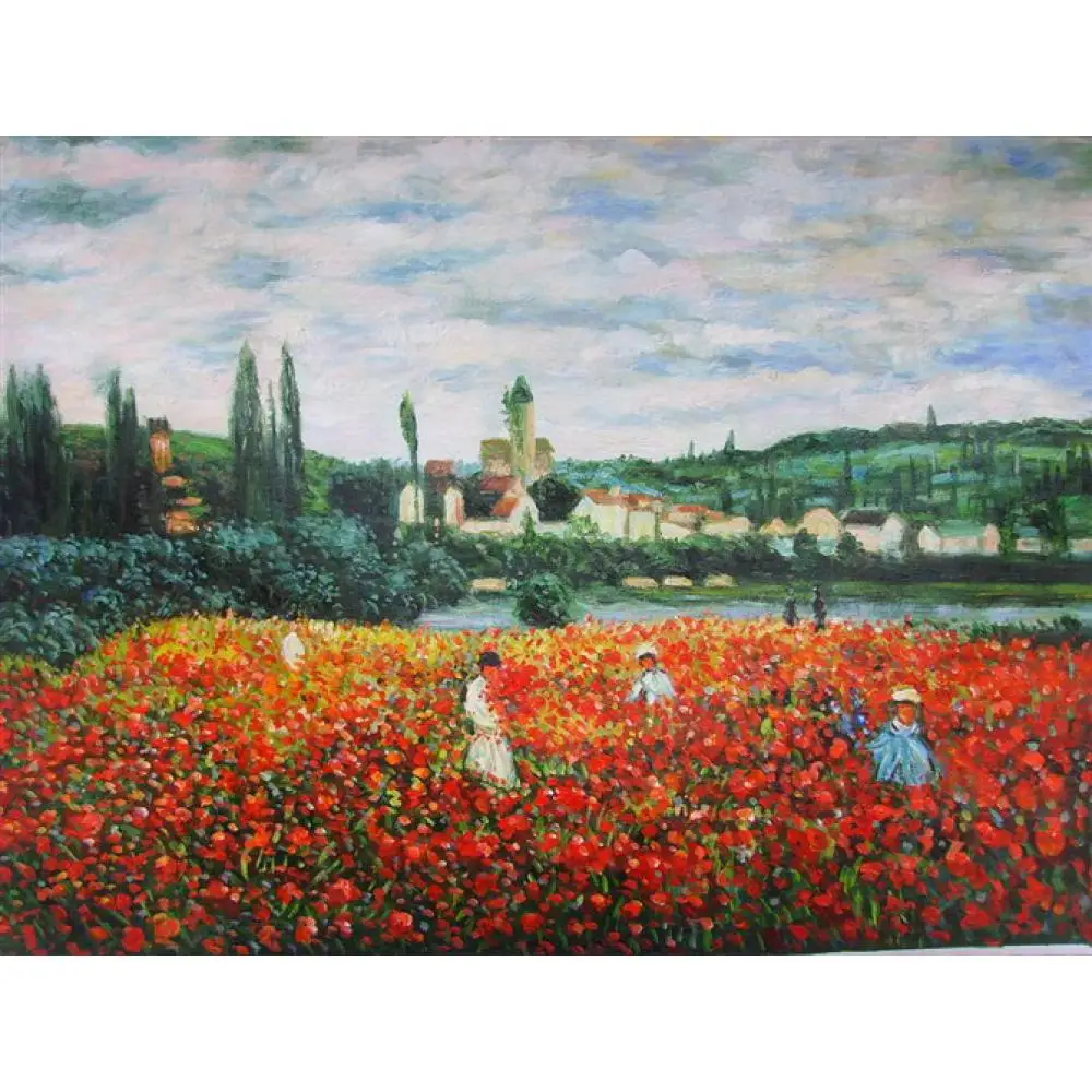 Claude Monet Gemalde Auf Leinwand Mohnfeld In Der Nahe Von Vetheuil Handgemalten Wandkunst Dekor Hohe Qualitat Monet Painting Paintings On Canvasclaude Monet Aliexpress