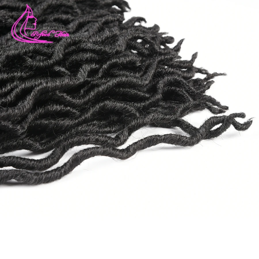 Refined Hair Faux Locs Curly Goddess locs Crochet Hair Bluk 18inch Long Woman Synthetic Braiding hair Extensions 24 strands/pc