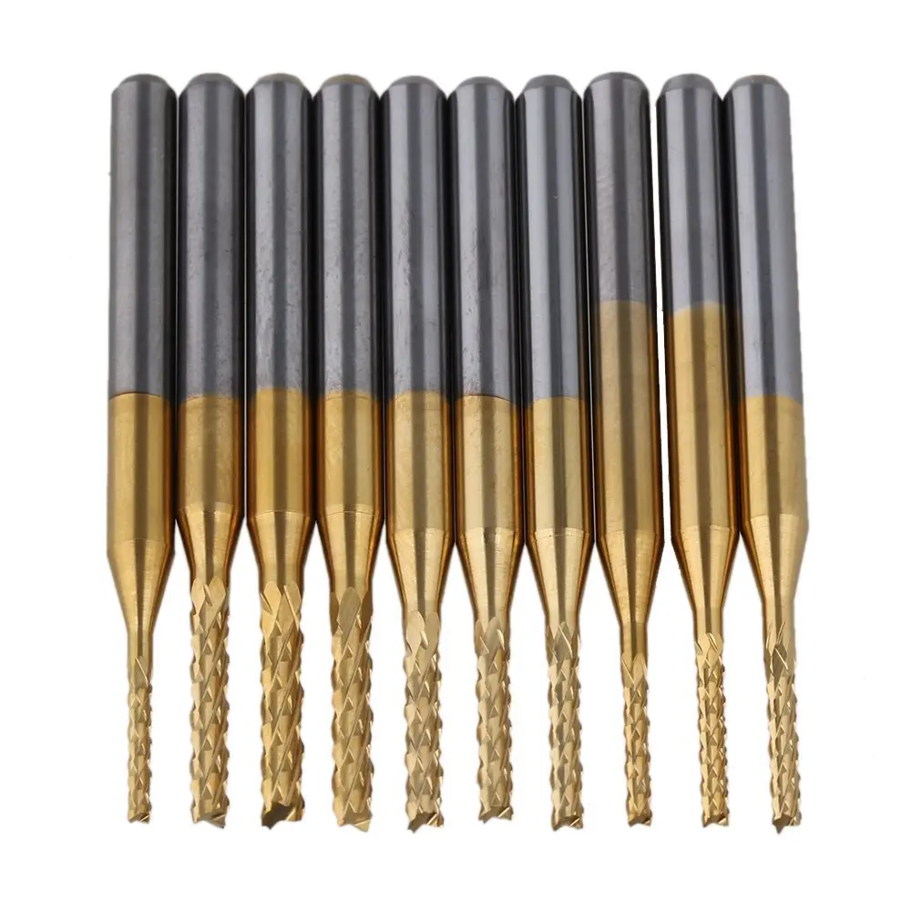3.175mm Shank Dia Gold Titanium CNC PCB Rotary Burrs Coated Cutter