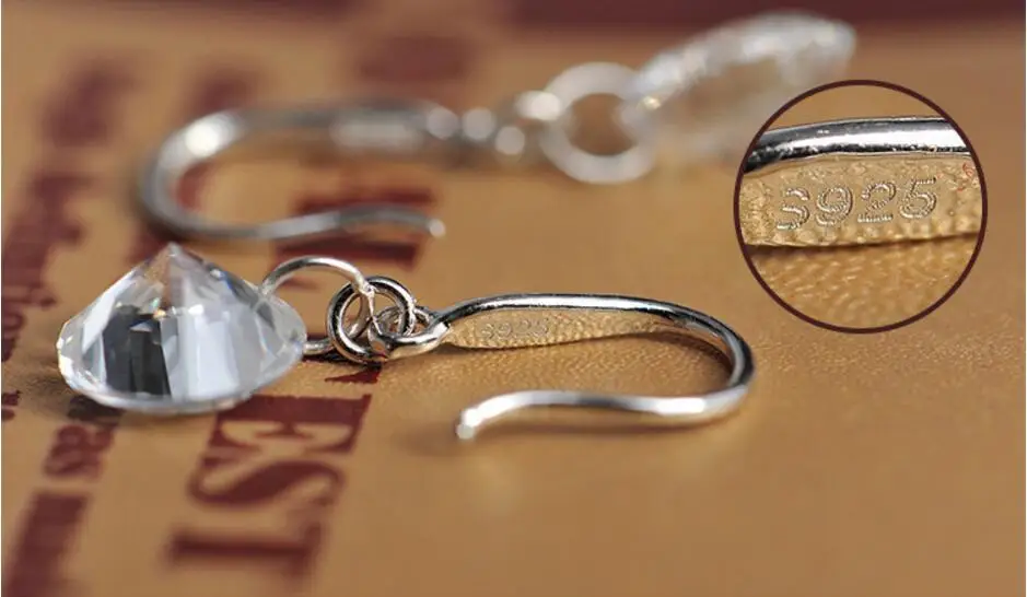 Серьги женские серьги из серебра 925 пробы с кристаллом Сваровски микро набор