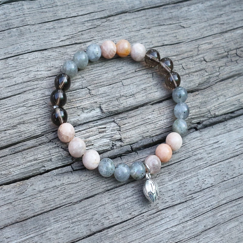 8mm Natural Stone Beads, Sunstone, Labradorite, Change, JapaMala Sets,Spiritual Jewelry,Meditation,Inspirational, 108 Mala Beads