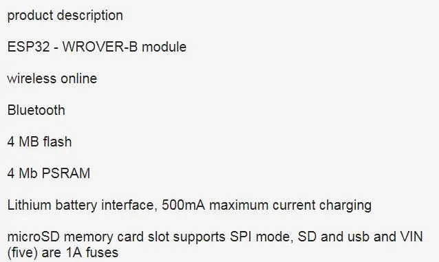 Для TTGO ESP32-WROVER-B T8 V1.8 ESP32 4MB PSRAM TF карта WiFi модуль Bluetooth макетная плата