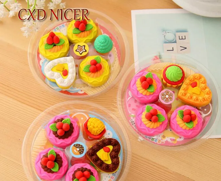 

Box Cake Eraser For Office School Kids Rubber Primary Prizes Creative Special Promotions Writing Drawing Correction Supplies