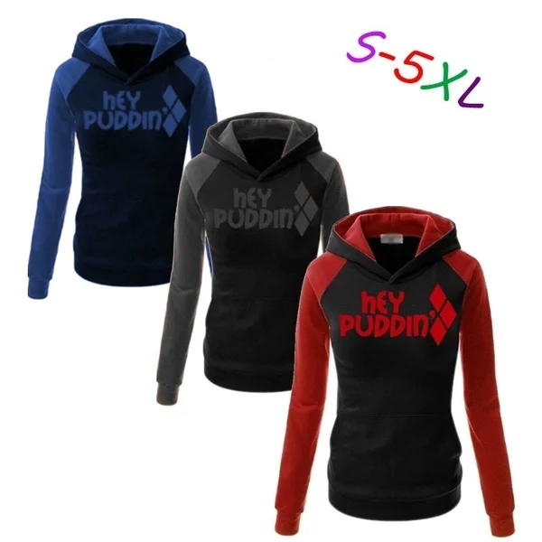 

Plus Size Autumn Winter College Suicide Squad Harley Quinn Hoodie Women's Casual Coat Baseball Halloween Cosplay Girls Tops