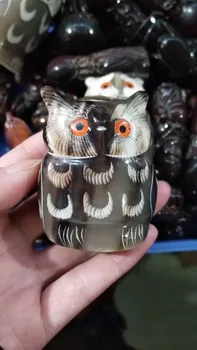 

Vietnam Buffalo Horn Engraving Owl Handhold Decoration Buffalo horns Lucky owl