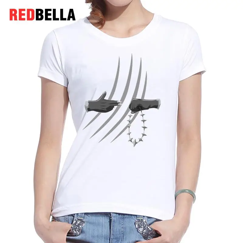 REDBELLA винтажные Camisetas Mujer смешные стороны Feminina Топы черный и белый в стиле ретро