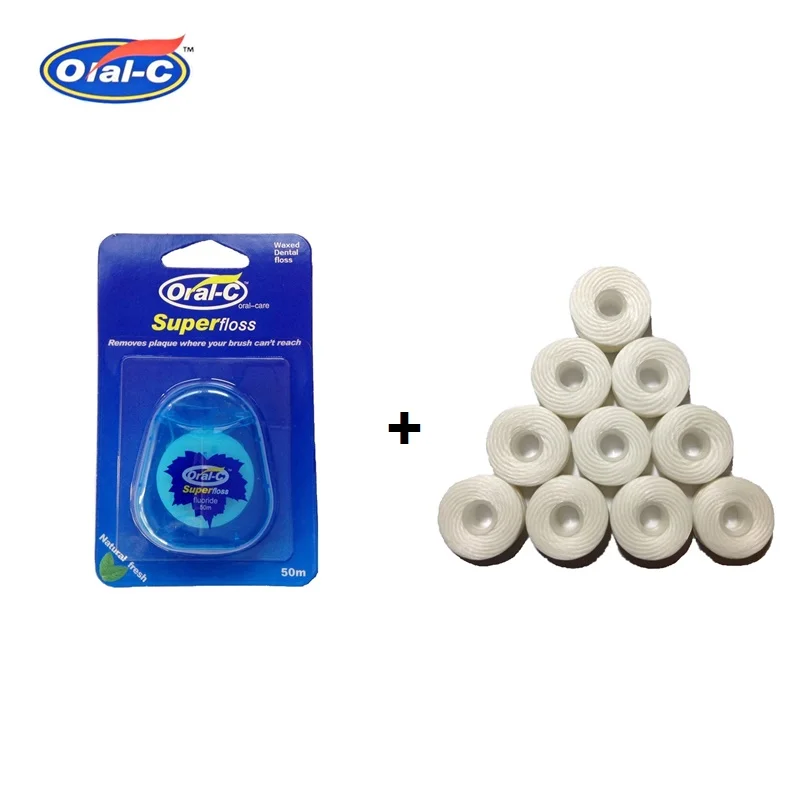

One Box Dental flosser kit+10rolls Replacement flat wire dental floss built-in spool Waxed Fresh Mint Flavor Dental wire set