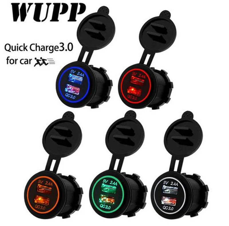 

WUPP Super Fast Charge QC 3.0 USB Charger Car 5V 3.4A Dual Socket USB Charger Adapter Large Current Quick Charger