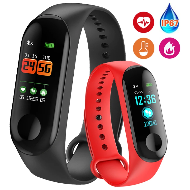 

Smart Bracelet Color Screen Blood Pressure Waterproof Fitness Tracker Heart Rate Monitor Smart Band for Android IOS PK mi band 3