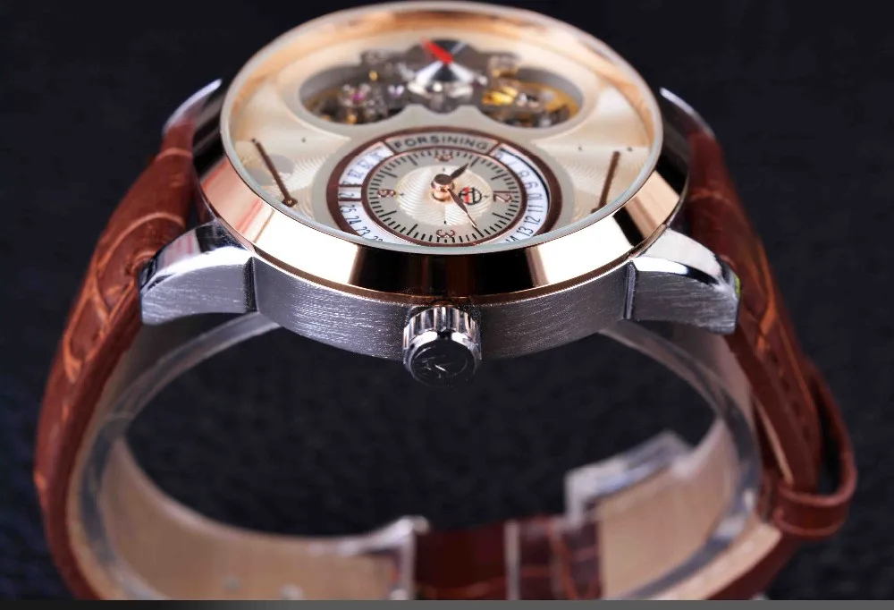 Forsining Tourbillion дизайн секундная стрелка небольшой циферблат модные мужские часы лучший бренд класса люкс Календарь автоматические наручные часы
