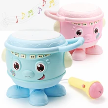Детские электрические ручные ударные барабан s детские музыкальные барабан детские игрушки музыкальные светящиеся барабаны раннее образование умные игрушки с микрофоном