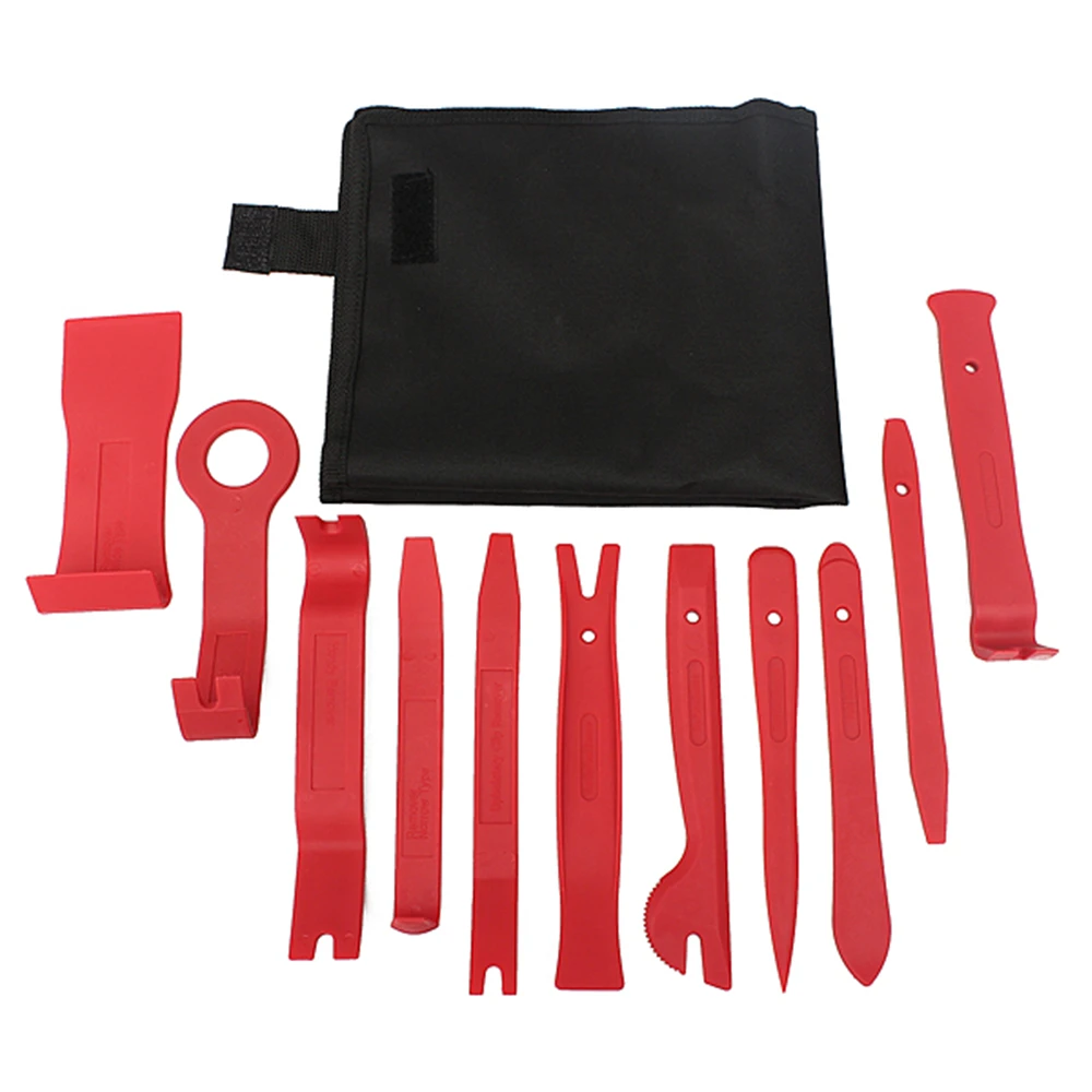 

100% Good 11Pcs Car Door Plastic Panel Dash Trim Installation Removal Pry Kit Tool Set Red Trim Removal Woodworking Tools Set