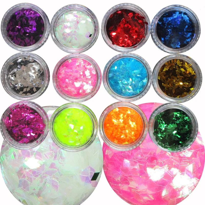 12 Color Nail Glitter Sequins Nail Art Decoration Holographic Chunky Glitter DIY Laser Flash Sequin Flake for Nail Decor, Makeup