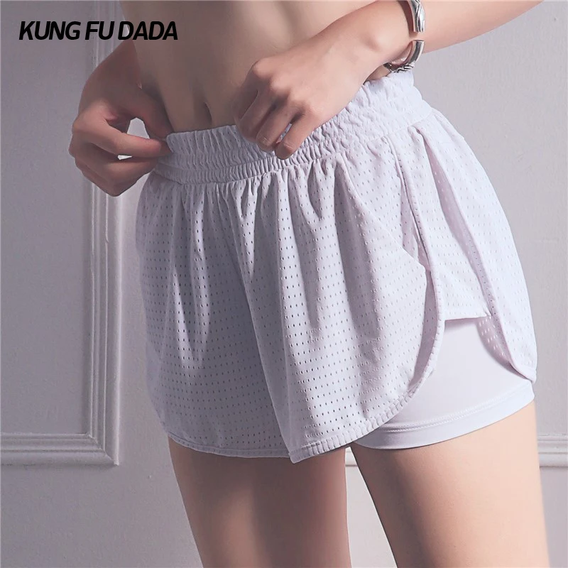 

KFDD Mesh Breathable Soild Color Sport Short Soft Smooth Tummy Control Running Leggings Breathable Non See-Through Yoga Short
