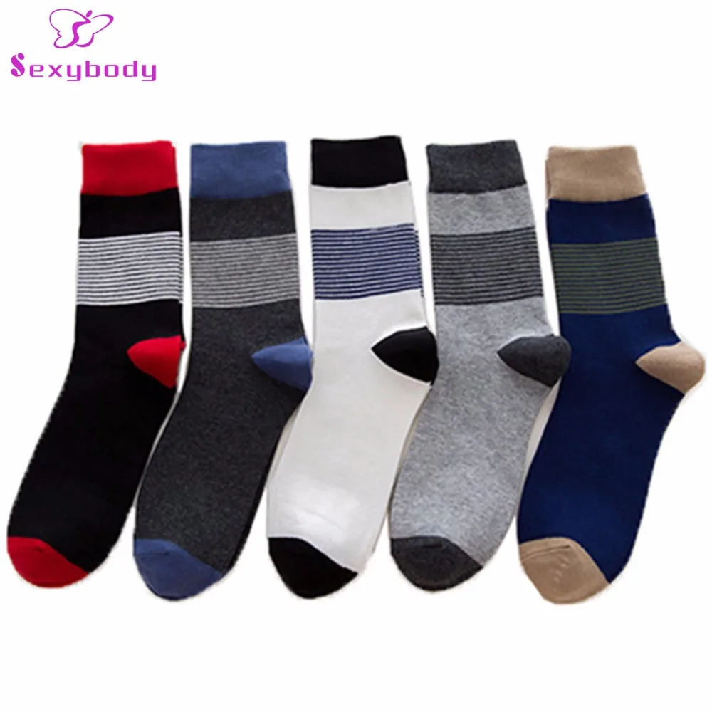 Sexybody Mens Assorted Classic Stripe Formal Business Casual Dress Crew