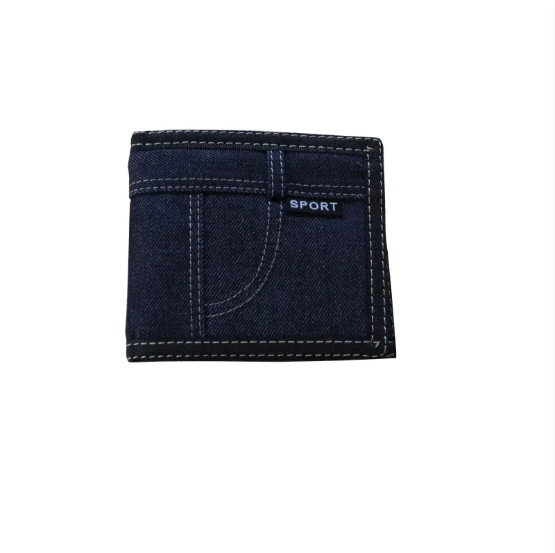 Мужские джинсовые парусиновые кошельки в стиле ретро, повседневные однотонные мужские короткие кошельки с карманом для монет carteira masculina - Цвет: blue 1