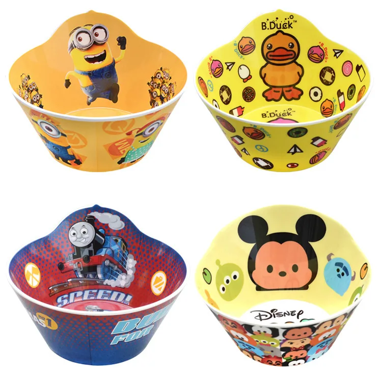 Image Children s tableware Cartoon Animal Bowl hello kitty cat head Polka Dot bowl melamine tableware afraid to throw rice soup bowl