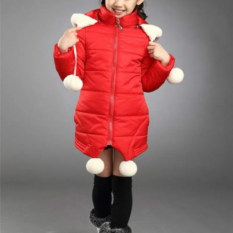 Новые осенние и зимние длинные детская пуховая куртка с капюшоном для девочек корейские узкие Детская одежда; пуховая куртка