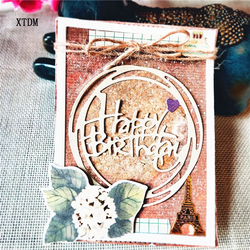 

Die cutting die toy metal happy birthday E crafts paper relief DIY embossed Christmas New Year Valentine's Day