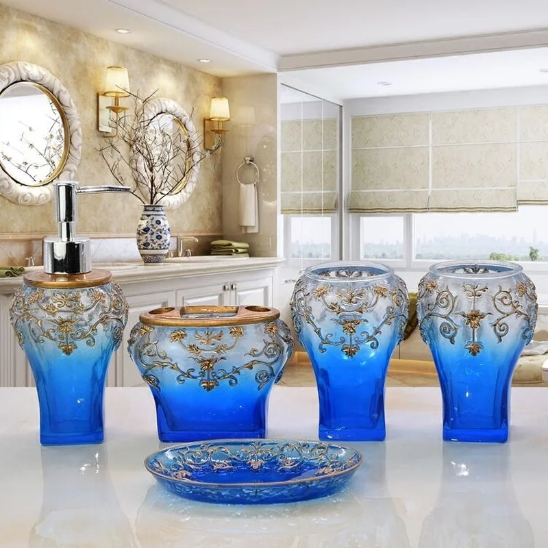 Beautiful butterfly floral 5PCS Resin Bathroom Accessories ...