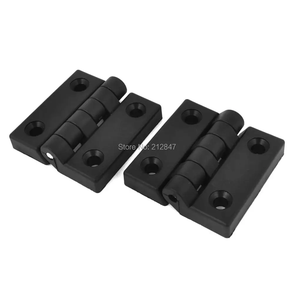 

2pcs Reinforced Plastic Door Cabinet Butt Bearing Hinge Black 65mmx65mm Door