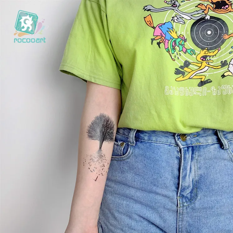 

New Arrival Black Palm Tree Tattoo Designs Waterproof Body Temporary Fake Leg Back Tatoo Sticker Good To Cover Scar Tattoo