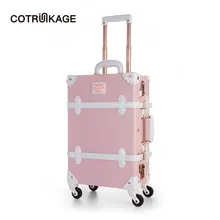 COTRUNKAGE Тисненый Цветочный розовый 2"-26" Ретро из искусственной кожи Женский винтажный чемодан Дамская девушка прокатный багажник багаж с колесами