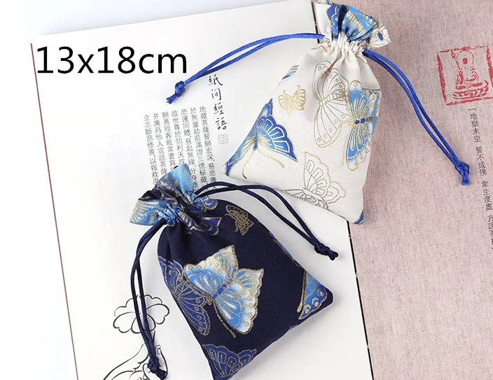 

Butterfly Large Linen Cloth Jewelry Pouch Bags Drawstring Empty Sachet Bags Candy Gift Pouch Trinket Jewellery Storage Bag 3pcs