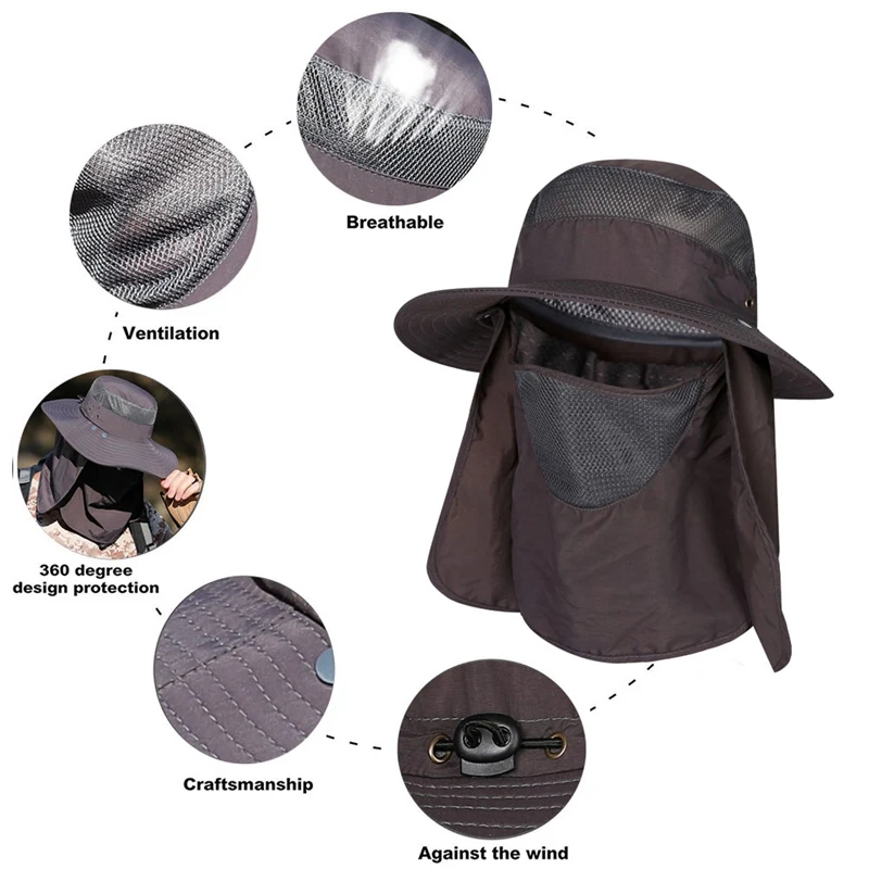 Рыболовные кепки для мужчин и женщин быстросохнущая 360 градусов Солнцезащитная УФ шторка защита съемная маска для лица Ушная Шея крышка спортивная крышка