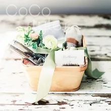 Cocostyles индивидуальный дизайн пустая деревенская деревянная корзина с лентой и биркой для дома свадебное украшение для торжества и подарочная упаковка