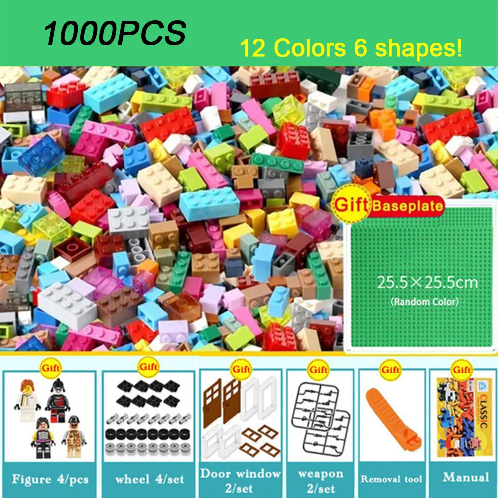 

1000pcs Bricks Designer Creative Classic Brick DIY Building Blocks Educational Toys Bulk Compatible LegoINGlys Children Gift
