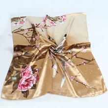 Шарфы для женщин с принтом саржевый квадратный шелковый шарф шаль Бандана для головы большой хиджаб для женщин 60X60 см