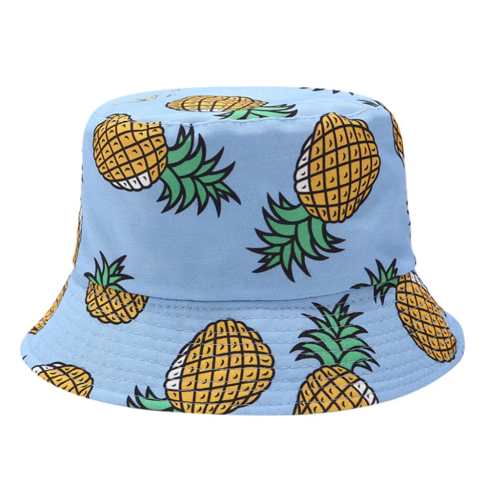 2019 Men and women beach hat pineapple printing double-sided wearing sunshade beach hat summer travel folding beach hat  40J5 (4)