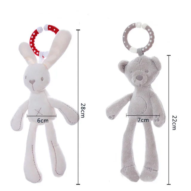 cute Baby Crib Stroller Toy Rabbit Bunny Bear Soft Plush infant Doll Mobile Bed Pram kid Animal Hanging Ring Ring Color Random 2