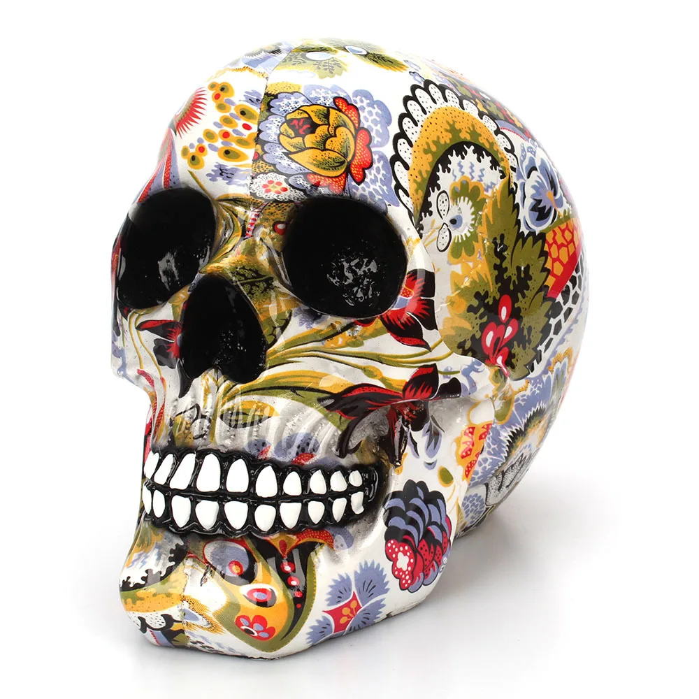 Vintage Halloween Resin Multicolor Skull Model Figurines ...