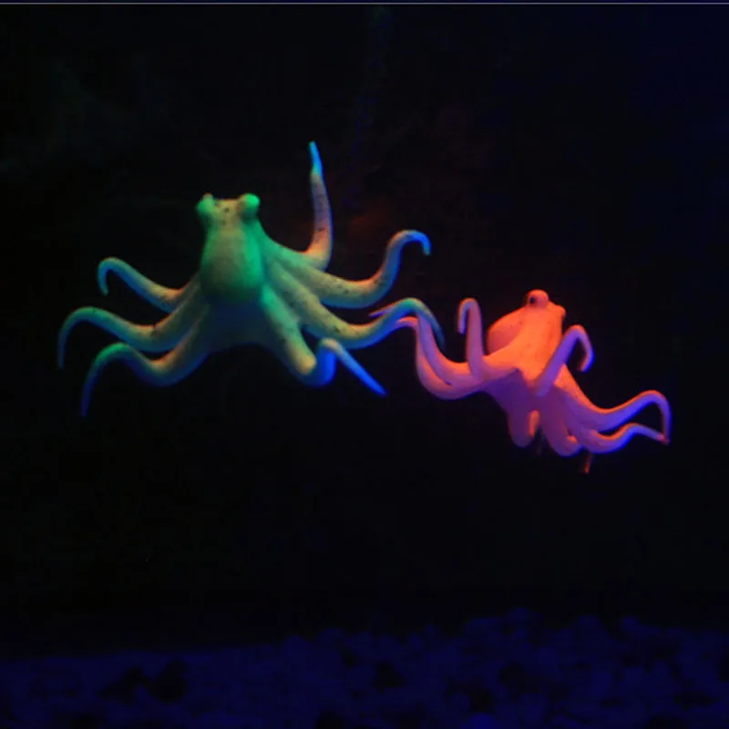 Artifical Simulation Night Fluorescent Jellyfish for Aquarium Decoration Silicone Octopus Squid Underwater Ornament