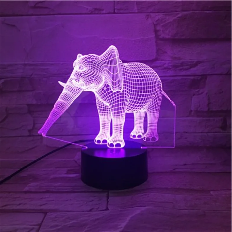 Лампа светодиодная разноцветная в виде слона с USB портом|Ночники| |