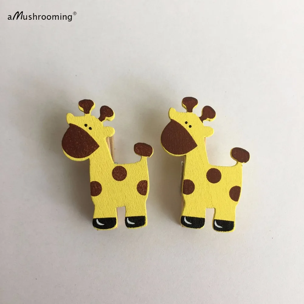 48 Large Wooden Clothes Pins Yellow giraffe Pictures Boy Baby Shower