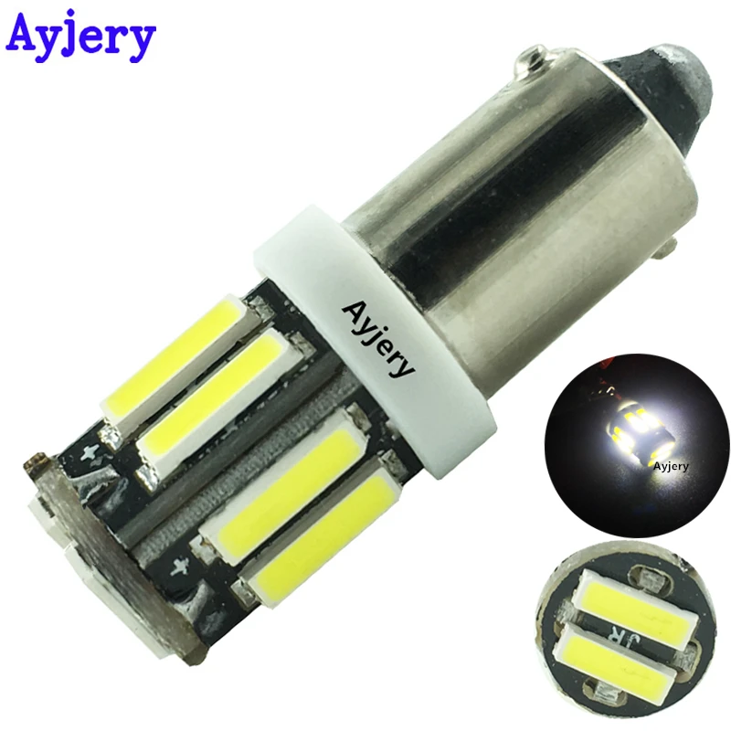 

AYJERY 2Pcs BA9S Led 12V DC T4W T11 7014 10 SMD Reverse Light 7020 10 SMD Car Led Bulbs White Tail Lamps Auto Car Light