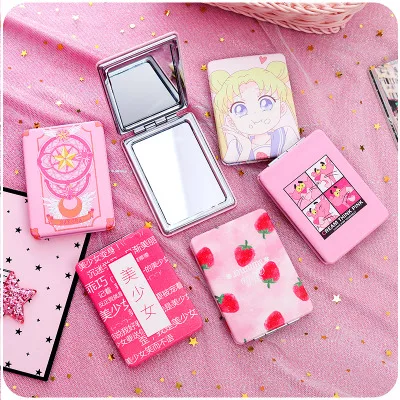 

Portable Mirror Makeup Mirror Small Cute Portable Folding Student Double Mirror Square Thickening