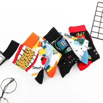 

2019 Harajuku Korean Spring Summer Style Fashion Creative Quality Casual Funny Cotton Men Socks Hip Hop Calcetines Hombre Sox