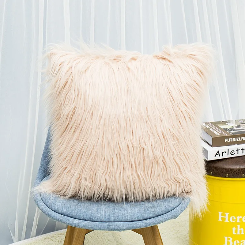 

pillow case Posh Style Home Super Soft Plush Mongolian Faux Fur Throw Pillow Cover Cushion Case Pillowcase Square